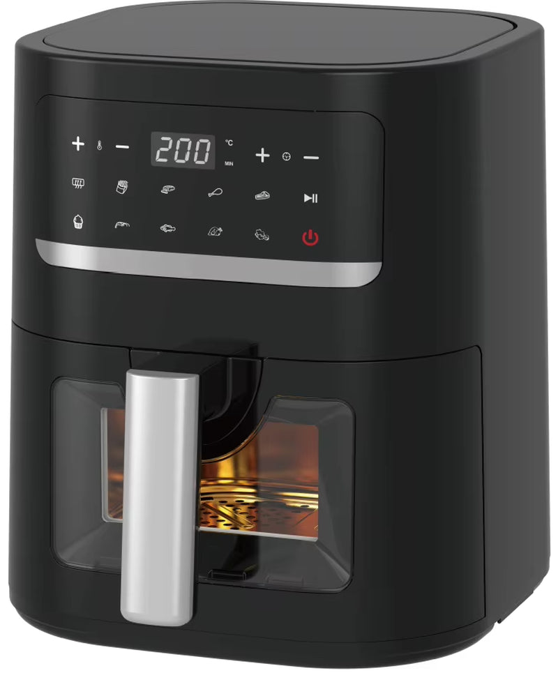 Wholesale Brand New Stainless Steel Visual Air Fryer Large Capacity Automatic Electric Household Multi-Functional Baking 1 Year