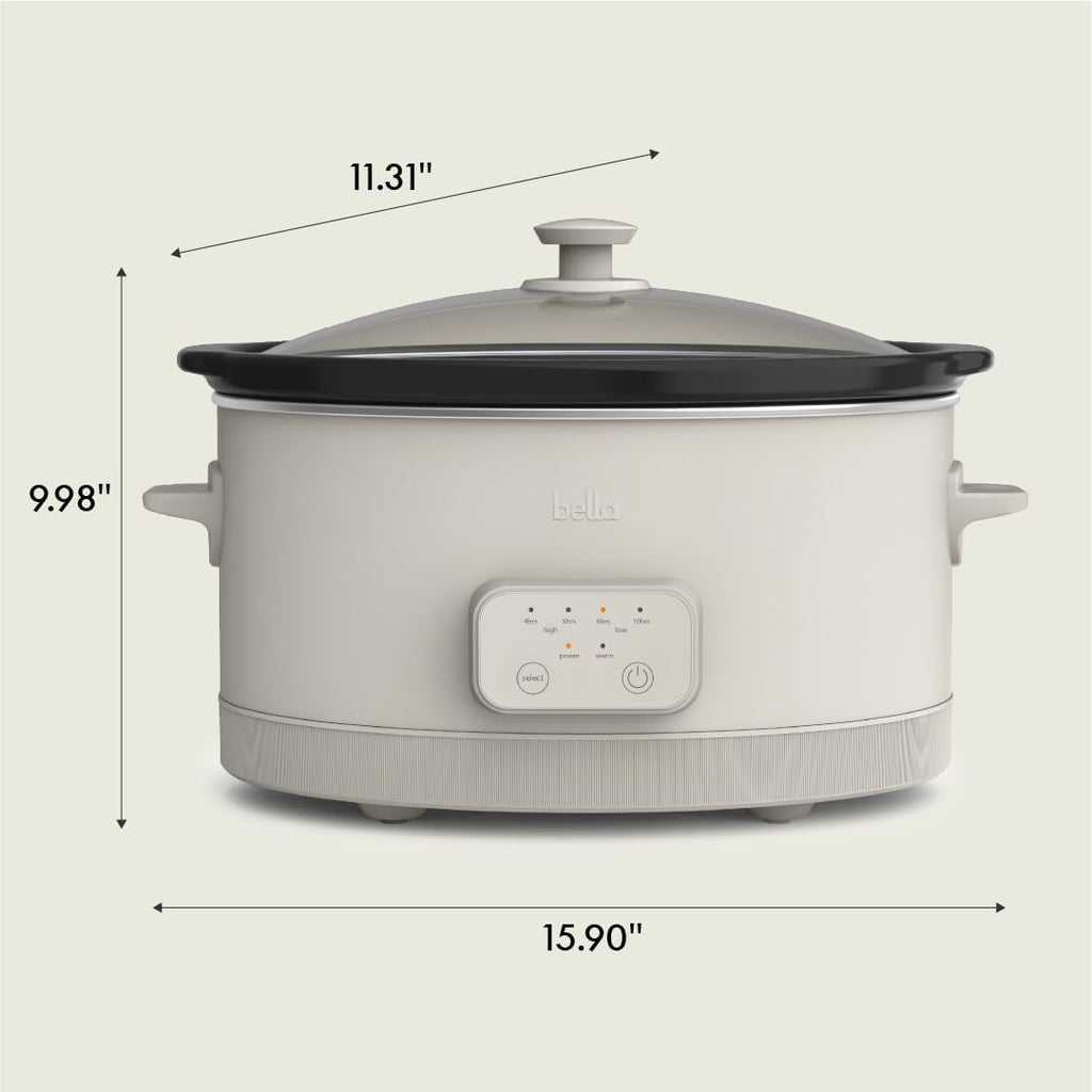 6.0 Qt Programmable Slow Cooker, Ceramic Nonstick Coating, Adjustable Temperature & Cooking Times, Dishwasher Safe Stoneware Pot & Tempered Glass Lid, Tangle Free Cord Wrap, Oatmilk