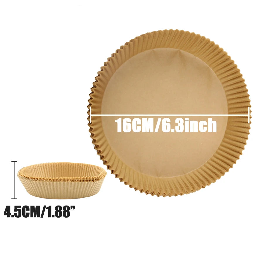 23CM Non-Stick Air Fryer Disposable Baking Paper Liners - Square & Round Parchment for Microwave & Oven Cooking