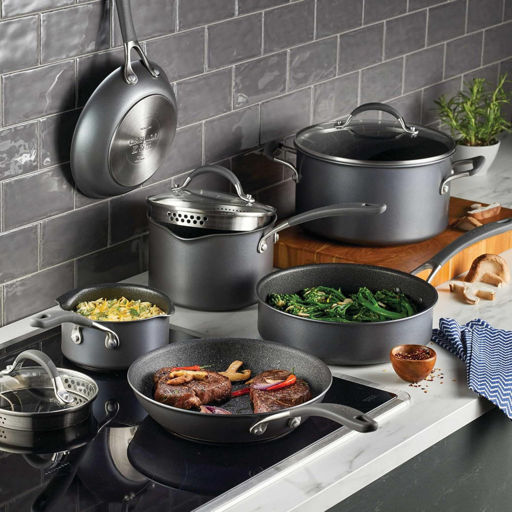 A1 Series with Scratchdefense Technology Nonstick Induction Cookware/Pots and Pans Set, 9 Piece, Graphite
