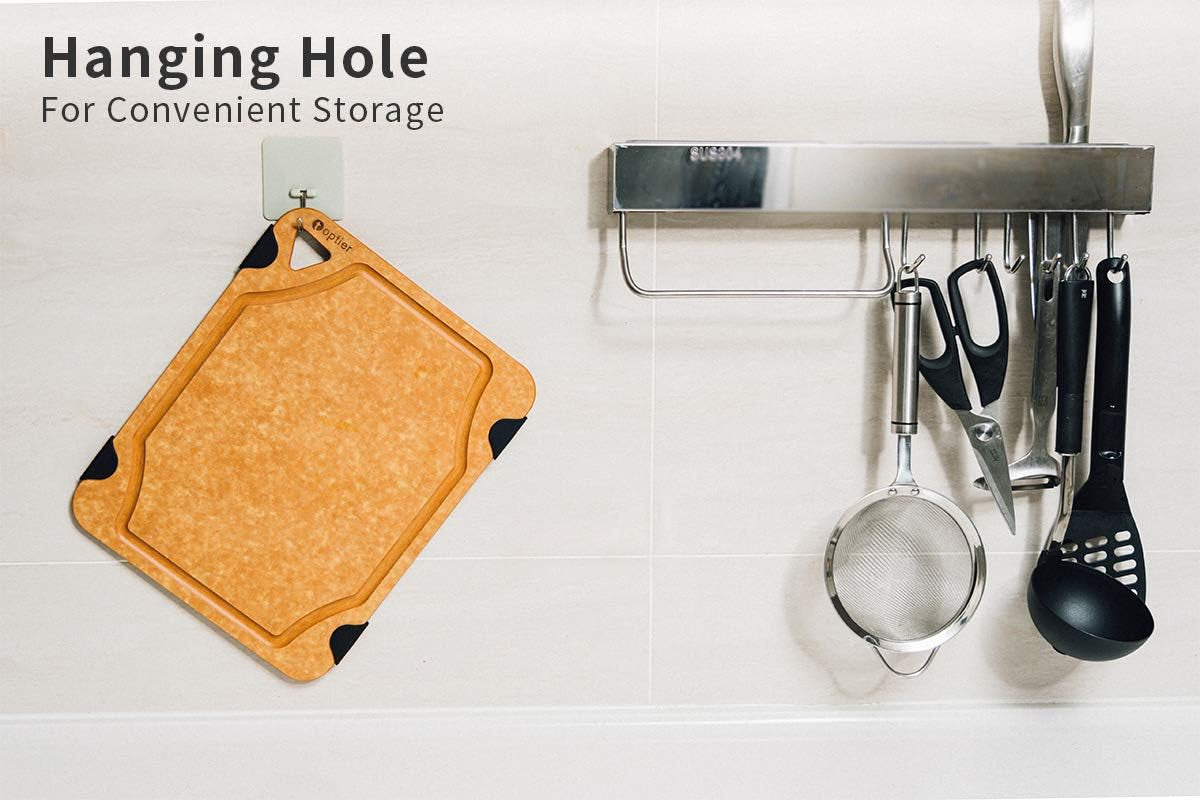 Eco-Friendly Non-Slip Cutting Board – Dishwasher Safe Wood & Fiber with Juice Grooves, 11.5 x 9.25-Inch, BPA Free, Natural Slate