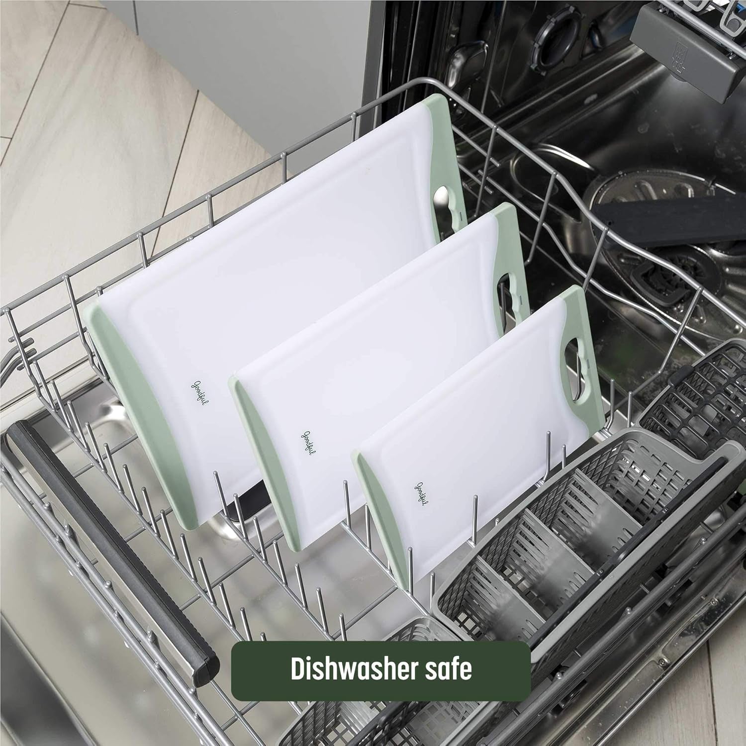 Premium 3-Piece Sage Cutting Board Set - Non-Slip Edges, Easy Grip Handles, BPA-Free, Non-Porous & Dishwasher Safe