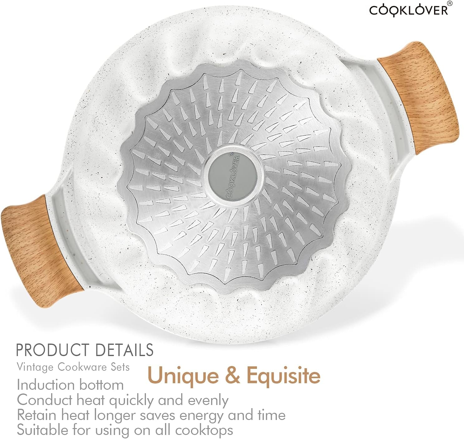 Nonstick Induction Cookware Set - 100% PFOA Free Pots and Pans with Cooking Utensil Pack, 13 Pieces - White