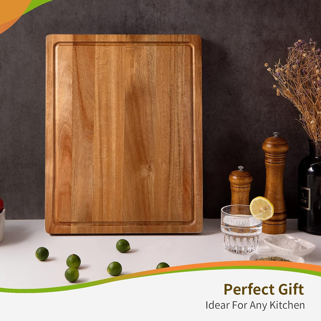 Premium Acacia Wood Cutting Board - Large Reversible Chopping Board for Meat, Fruits, and Veggies - Perfect for Charcuterie and Kitchen Prep!