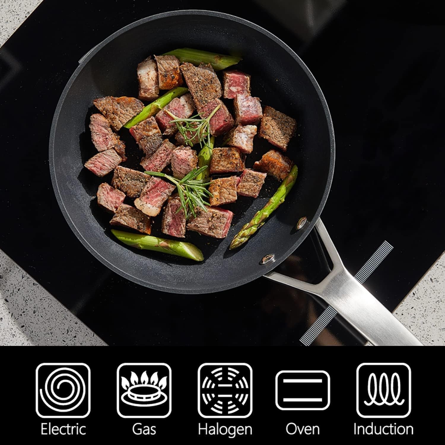 10 Inch Frying Pan Nonstick with Lid, Induction Fry Pan with Lid, Titanium and Diamond Non Stick Coating from USA, for Induction, Ceramic and Gas Cooktops, Oven Safe 10 Inch Skillet Nonstick