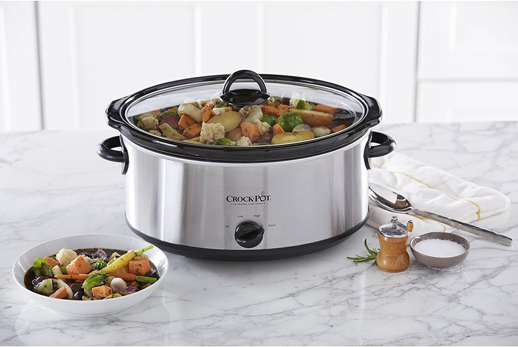 7 Quart Oval Manual Slow Cooker, Stainless Steel (SCV700-S-BR), Versatile Cookware for Large Families or Entertaining