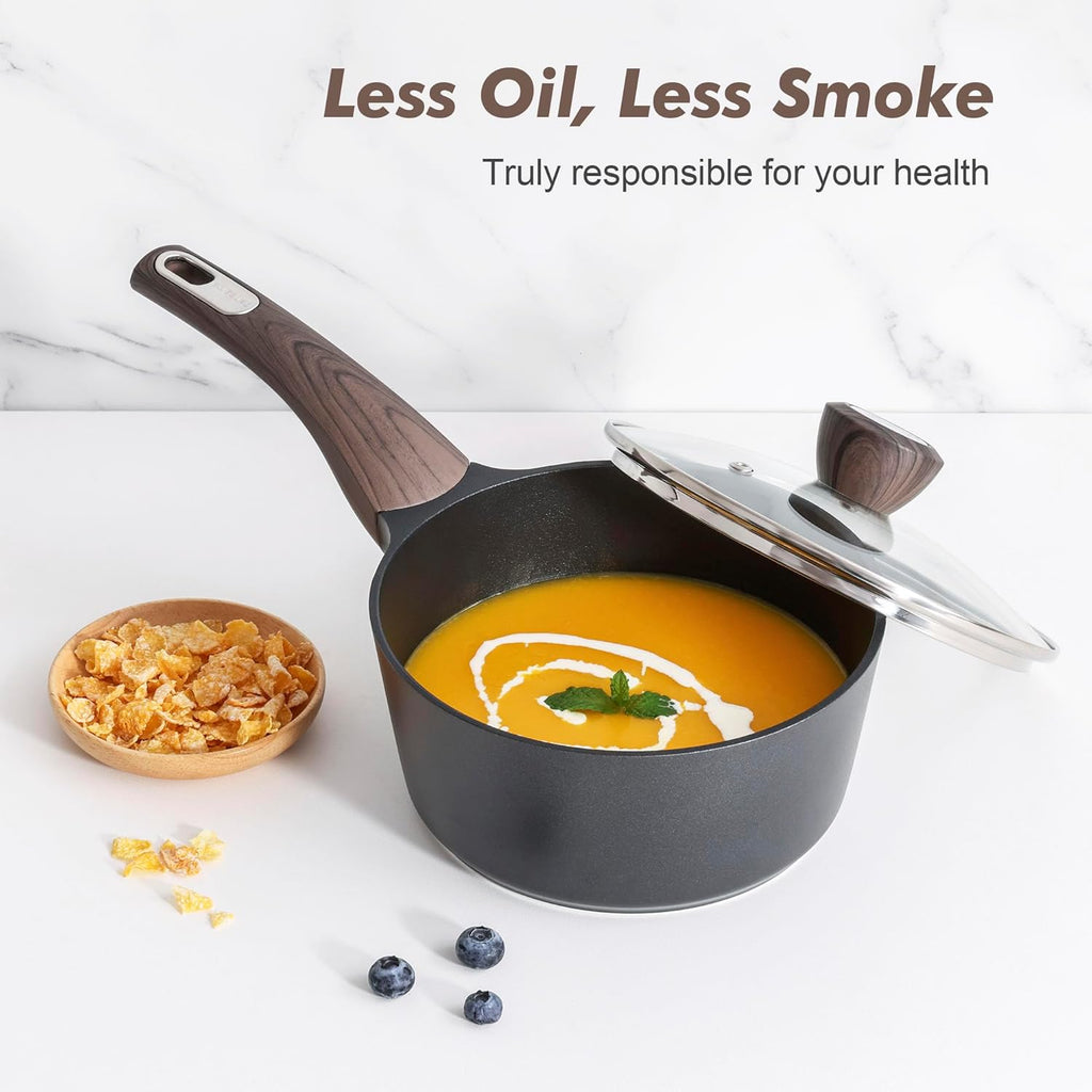 Pots and Pans Set Non Stick, Non Toxic Healthy Induction Cookware Sets, 26 Pcs Nonstick Kitchen Cooking Set, W/Frying Pans Set, Saucepans Set, Stockpots Set, PFOA PFOS Free, Black