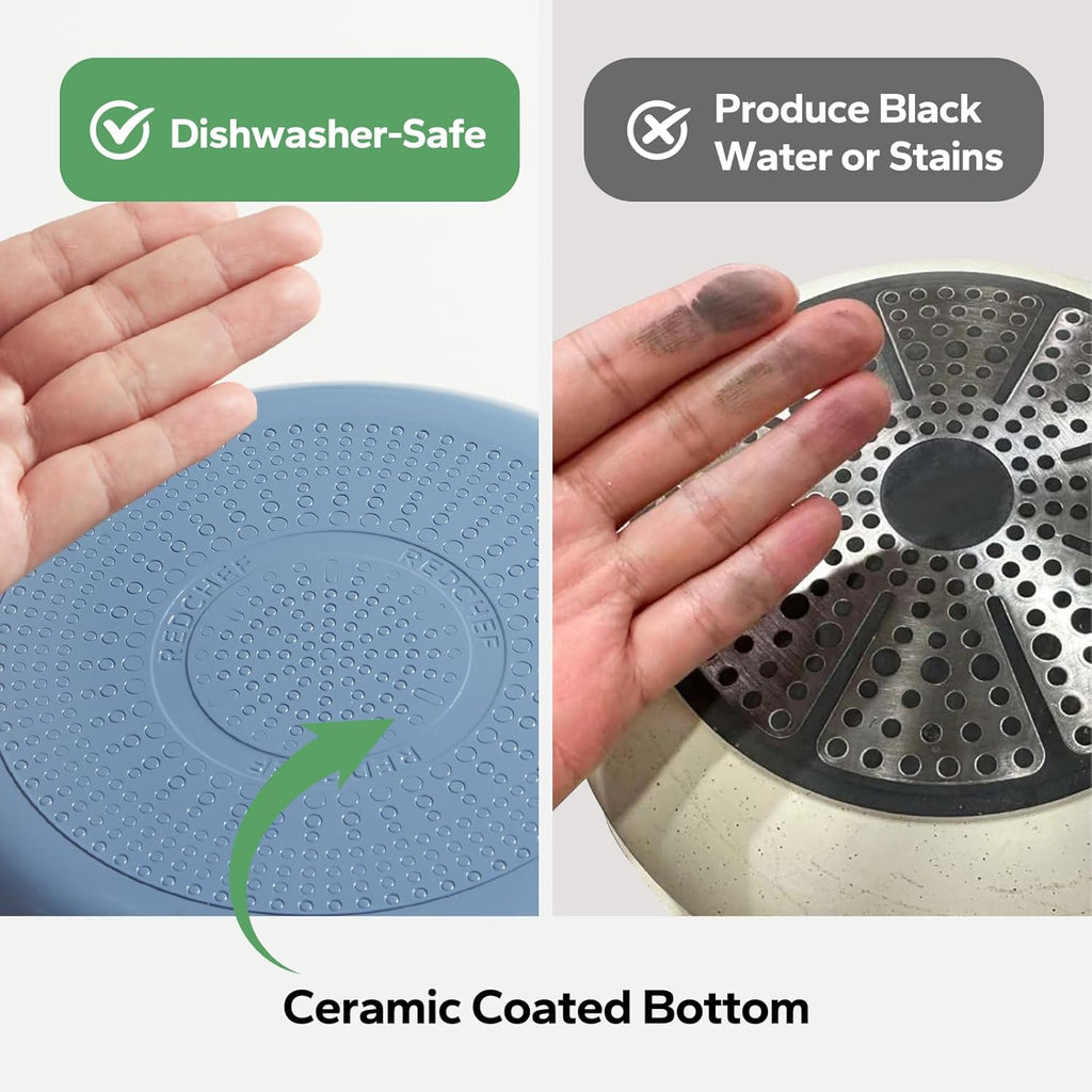 Ceramic Nonstick Cookware Set,14Pcs Pots and Pans Set Non Stick,Induction Cookware with Stainless Steel Handle,Non Toxic Kitchen Cooking Set,Dishwasher & Oven Safe,Pfas PFOA & PTFE Free（Blue）