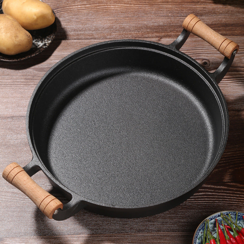31Cm Cast Iron Pot Thickened Binaural Pan Uncoated