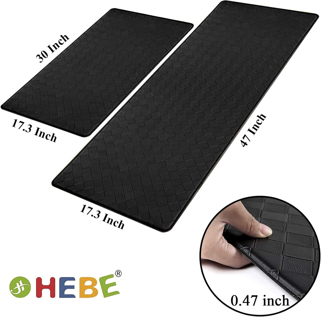 anti Fatigue Kitchen Mat Set of 2 Non Slip Kitchen Rug Runner Cushioned Kitchen Floor Mats 17"X47"+17"X30" Comfort Standing Mat Waterproof Kitchen Carpet