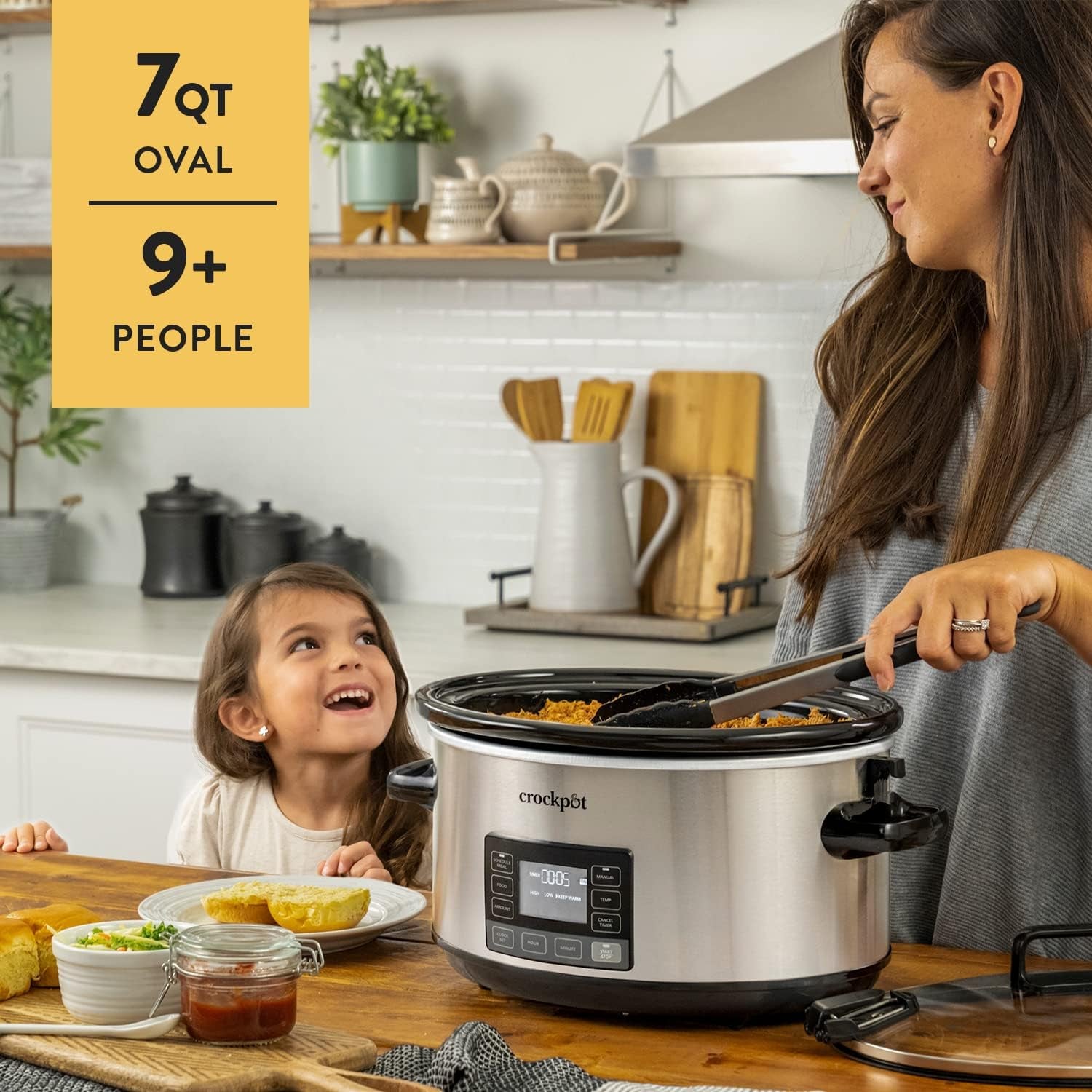 7-Quart Slow Cooker, Portable Programmable with Timer, Locking Lid, Stainless Steel; an Essential Kitchen Appliance, Perfect for Families and Gatherings