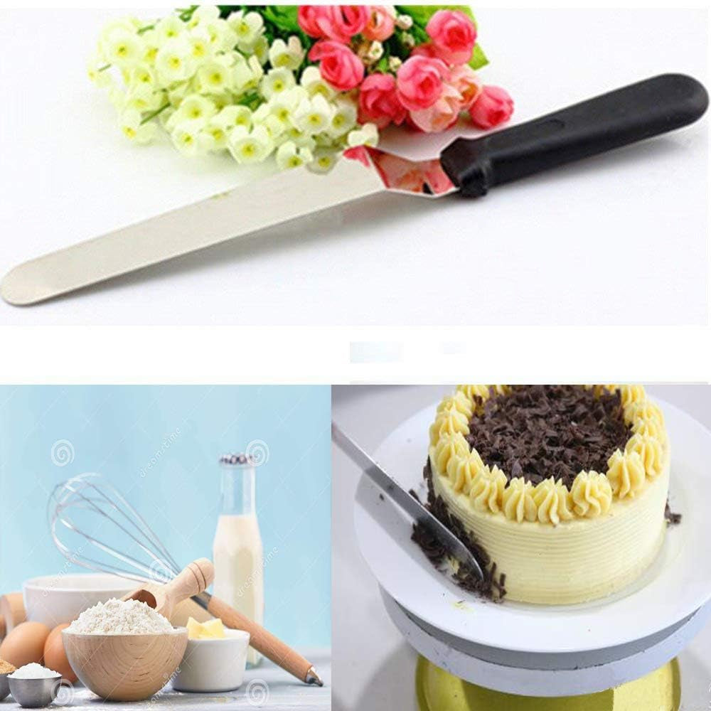 Set of 3 Angled Metal Cake Spatulas - 6, 8 & 10 Inch Frosting Tools for Perfect Decoration