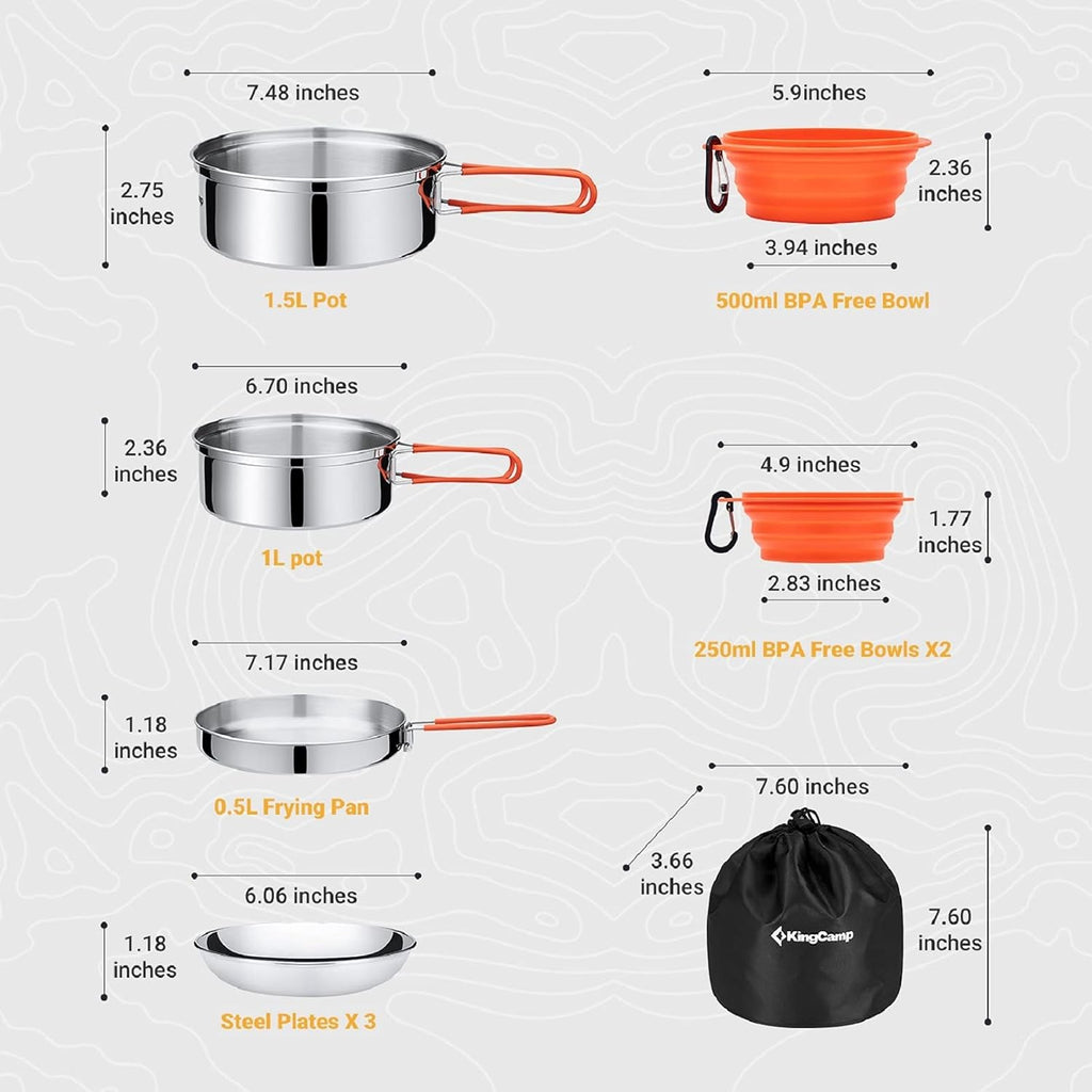 Ultimate 25-Piece Camping Cookware Mess Kit - Lightweight Backpacking Gear for 3-4 People with Folding Knife and Fork Set