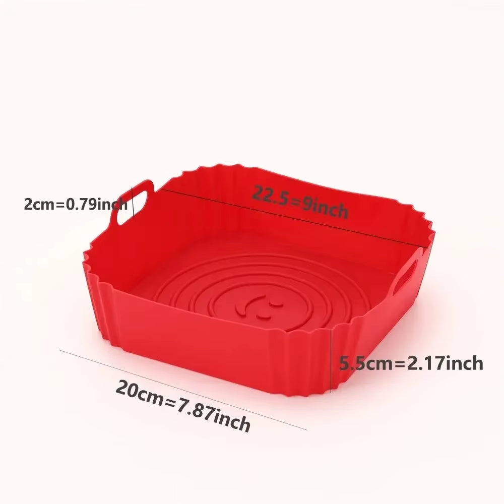 Reusable Silicone Air Fryer Pan Liner - Perfect Baking Tray for Pizza & Fried Chicken