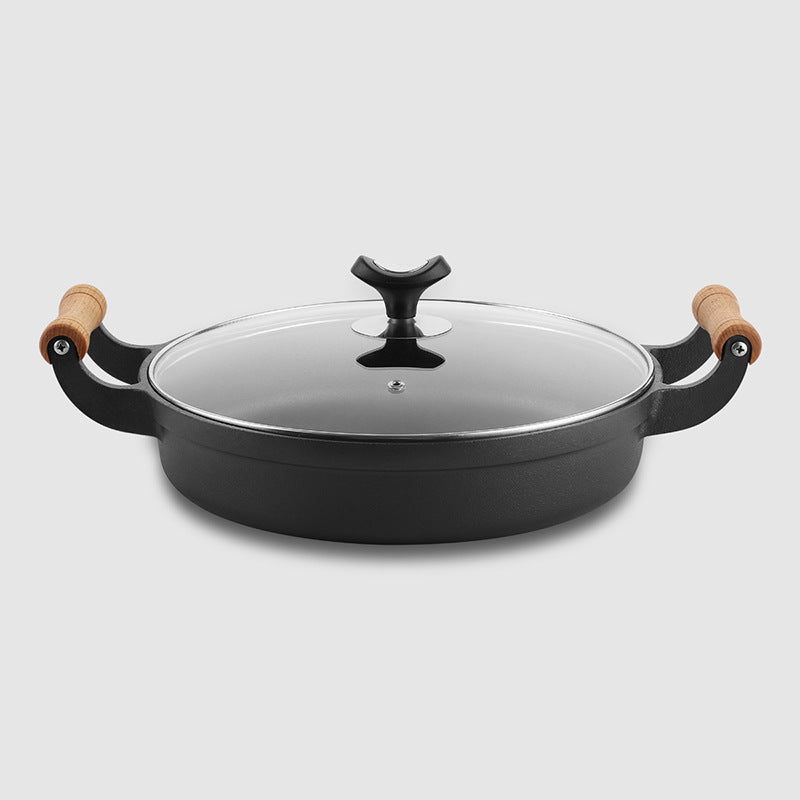 31Cm Cast Iron Pot Thickened Binaural Pan Uncoated