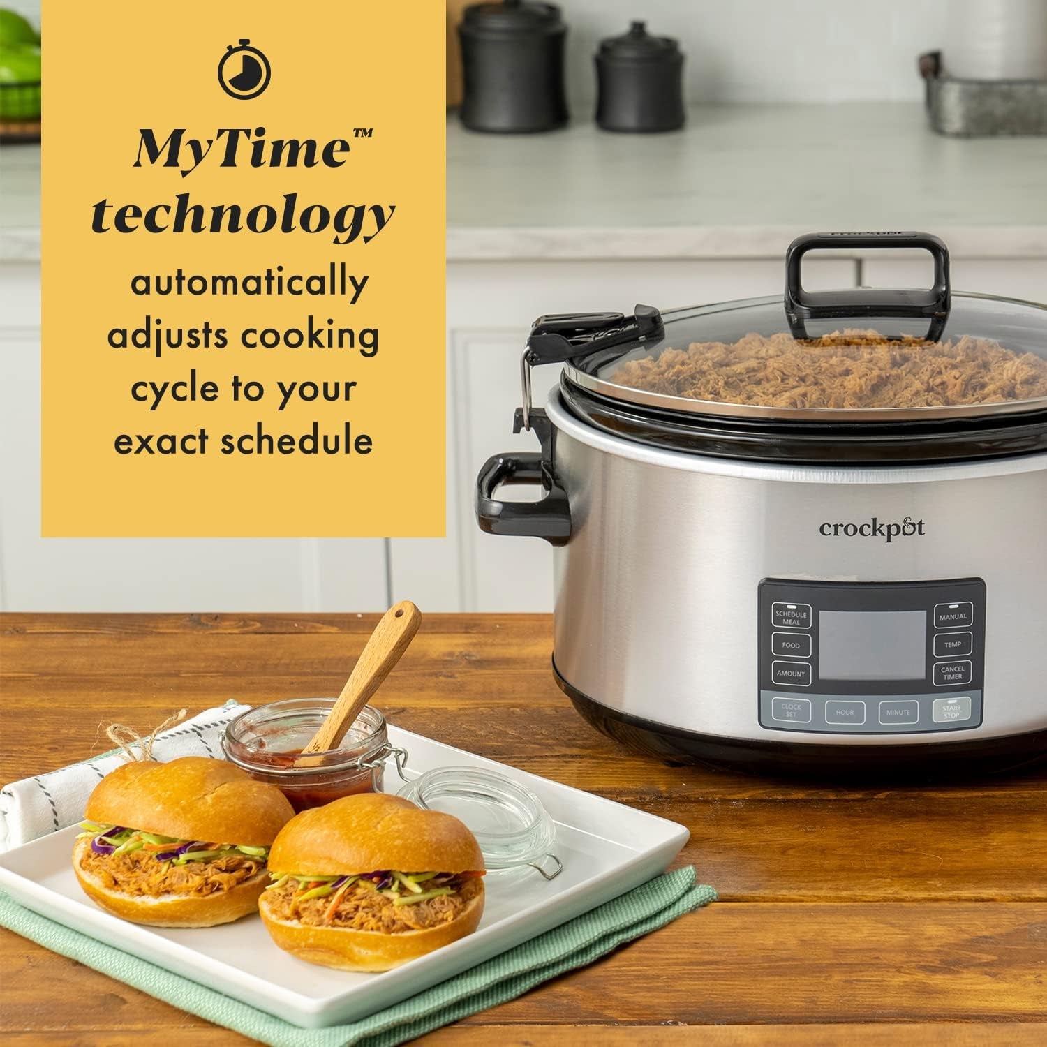 7-Quart Slow Cooker, Portable Programmable with Timer, Locking Lid, Stainless Steel; an Essential Kitchen Appliance, Perfect for Families and Gatherings