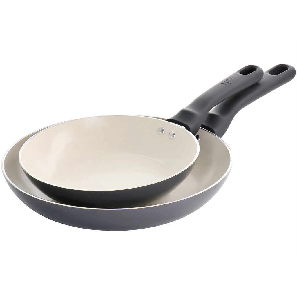 Savory Saffron 2 Piece Ceramic Nonstick Aluminum Frying Pan Set in Grey