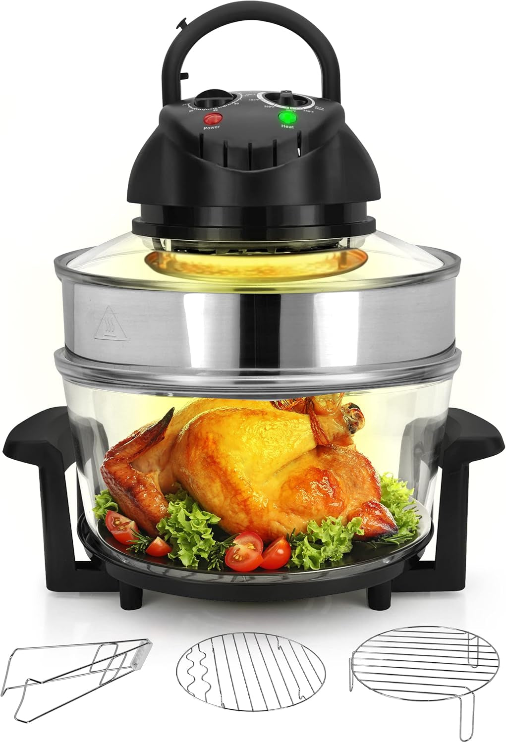NutriChef Convection Countertop Toaster Oven - Versatile 18 Quart Air Fryer Roaster for Healthy Cooking: Bake, Grill, Steam, Broil & Roast with Glass Bowl and Racks Included