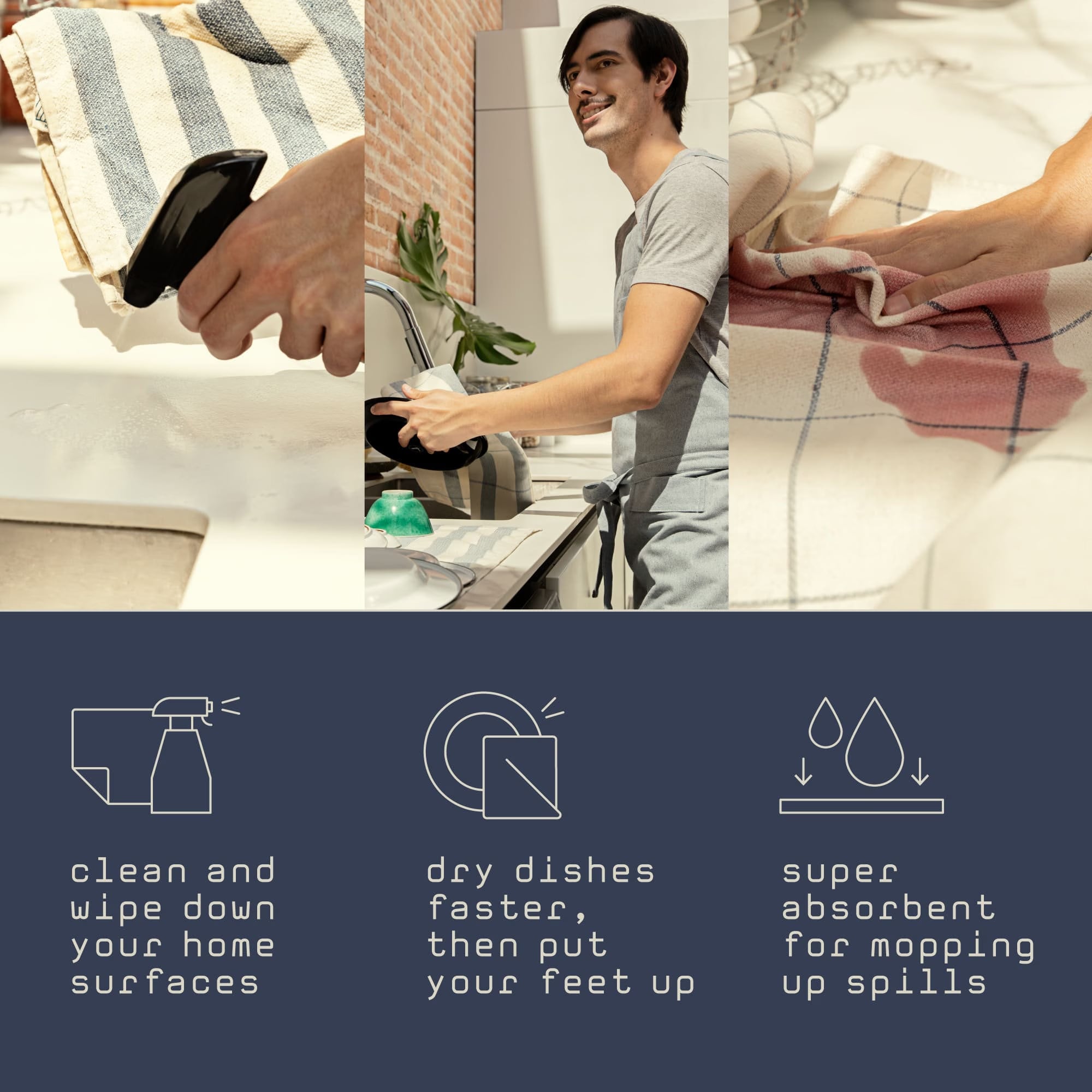 Kitchen Towels and Dish Towels, Perfect for Farmhouse Decor and Housewarming Gifts, 18 X 28 In