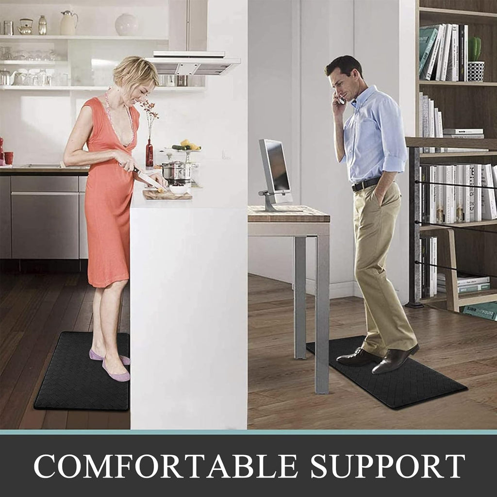 anti Fatigue Kitchen Mat Set of 2 Non Slip Kitchen Rug Runner Cushioned Kitchen Floor Mats 17"X47"+17"X30" Comfort Standing Mat Waterproof Kitchen Carpet