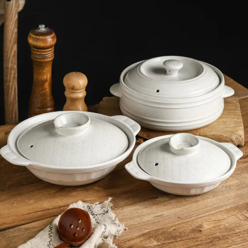 Modern Design Gas-Resistant Ceramic Casserole Pot for Stew Soup Bibimbap Rice Noodles Household Use