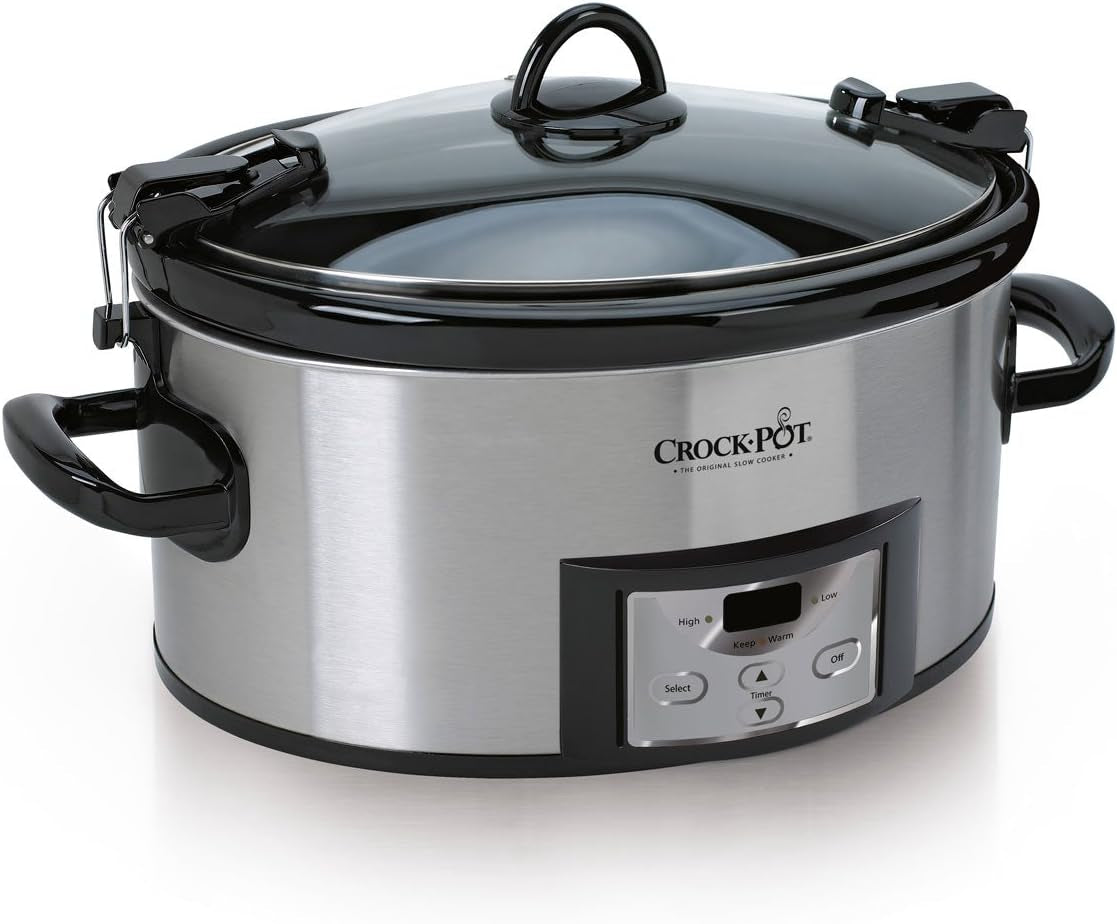 6 Quart Cook & Carry Programmable Slow Cooker with Digital Timer Stainless Steel (CPSCVC60LL-S) Pack of 1