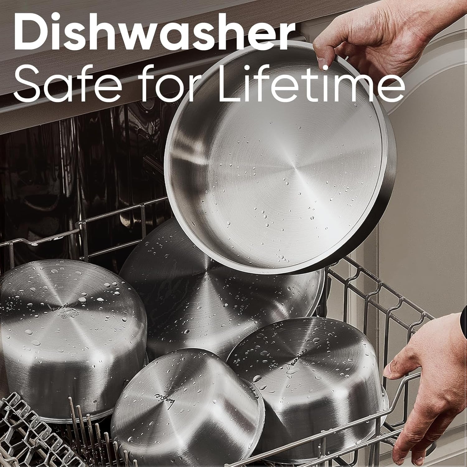 Pots and Pans Set, Stainless Steel Cookware Set Detachable Handle, 9Pcs Induction Kitchen Cookware Sets with Removable Handle, RV Cookware Set, Oven Safe