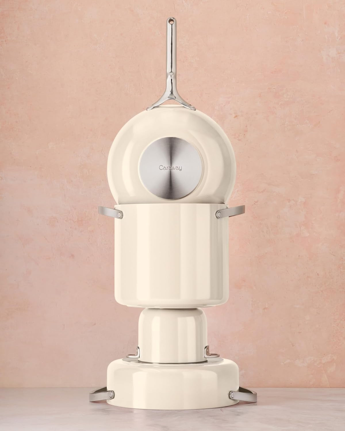 Cookware+ Collection - Specialty Cookware Set - Petite Cooker, Stir Fry Pan, Rondeau, & Stock Pot - 3 Lids & Storage Organizer Included - Navy