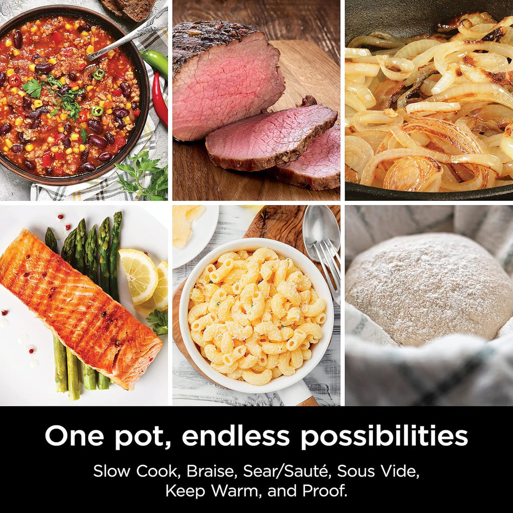 MC1010 Foodi Possiblecooker plus - Sous Vide & Proof 6-In-1 Multi-Cooker, with 8.5 Quarts, Slow Cooker, Dutch Oven & More, Glass Lid & Integrated Spoon, Nonstick, Oven Safe Pot to 500°F, Black