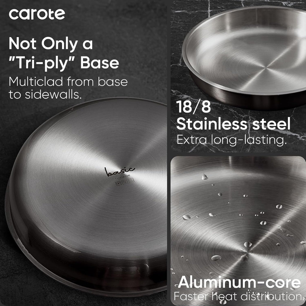 Pots and Pans Set, Stainless Steel Cookware Set Detachable Handle, 9Pcs Induction Kitchen Cookware Sets with Removable Handle, RV Cookware Set, Oven Safe