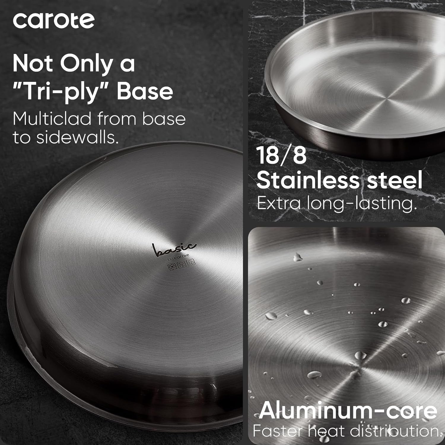 Pots and Pans Set, Stainless Steel Cookware Set Detachable Handle, 9Pcs Induction Kitchen Cookware Sets with Removable Handle, RV Cookware Set, Oven Safe