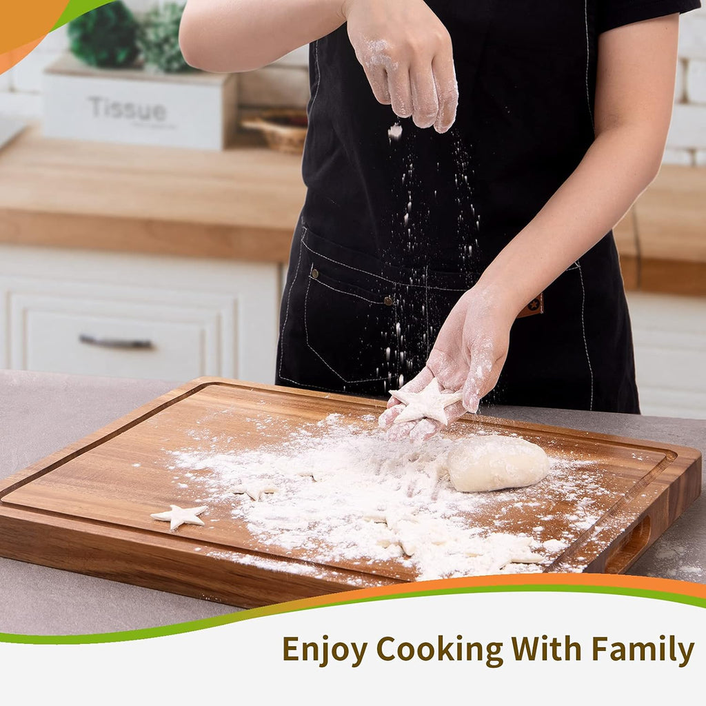 Premium Acacia Wood Cutting Board - Large Reversible Chopping Board for Meat, Fruits, and Veggies - Perfect for Charcuterie and Kitchen Prep!