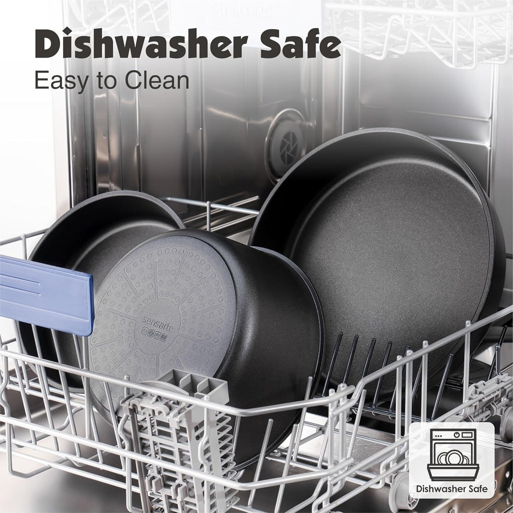 17 Piece Pots and Pans Set, Nonstick Detachable Handle Cookware Set, Induction Kitchen Cookware Set with Removable Handle, Healthy Non Stick for RV, Dishwasher ＆ Oven Safe, PFOA Free (Black)