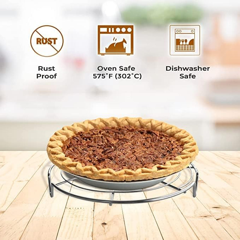 Versatile 3PC Stainless Steel Round Cooling Racks - Perfect for Cooking, Baking, Air Fryers & Canning - 7.5", 9", 10.5" Sizes