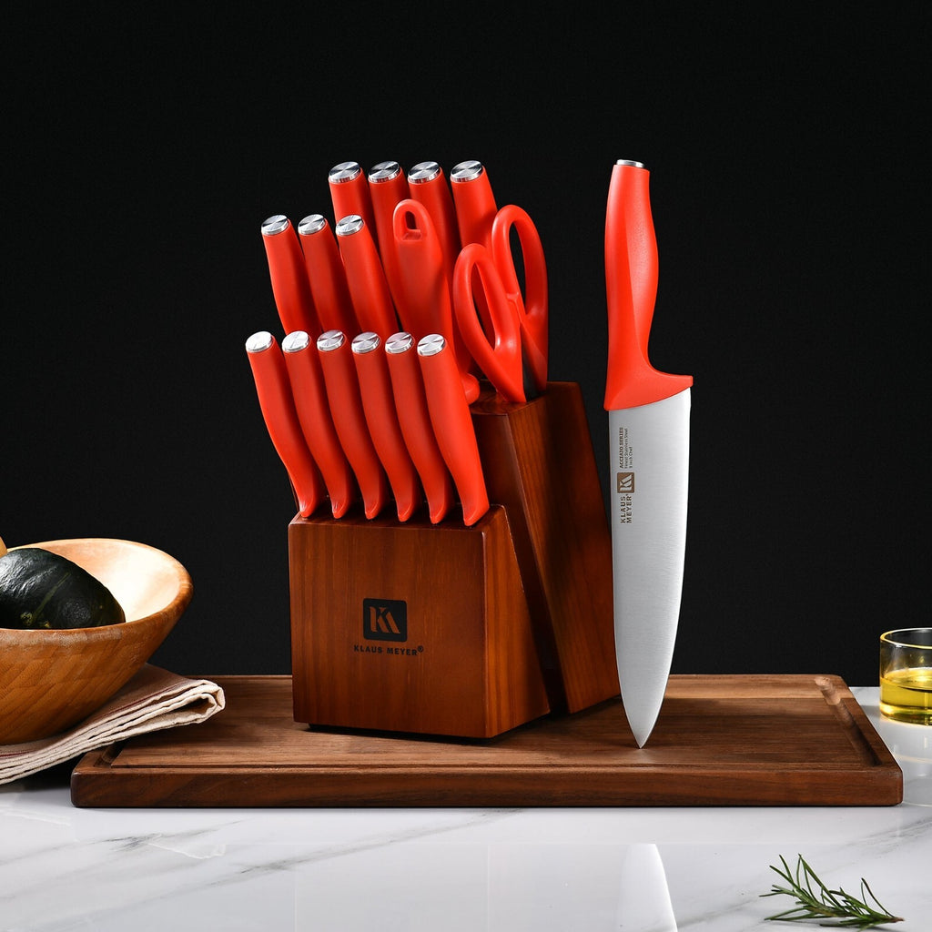 Klaus Meyer Acciaio Finest Stainless Steel 17 Piece Kitchen Knife Block Set