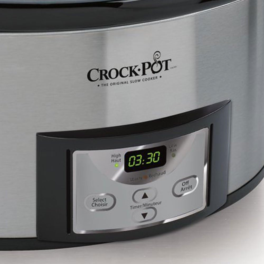 6 Quart Cook & Carry Programmable Slow Cooker with Digital Timer Stainless Steel (CPSCVC60LL-S) Pack of 1