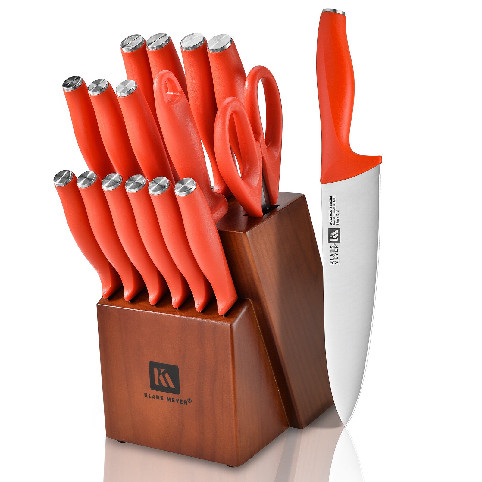 Klaus Meyer Acciaio Finest Stainless Steel 17 Piece Kitchen Knife Block Set