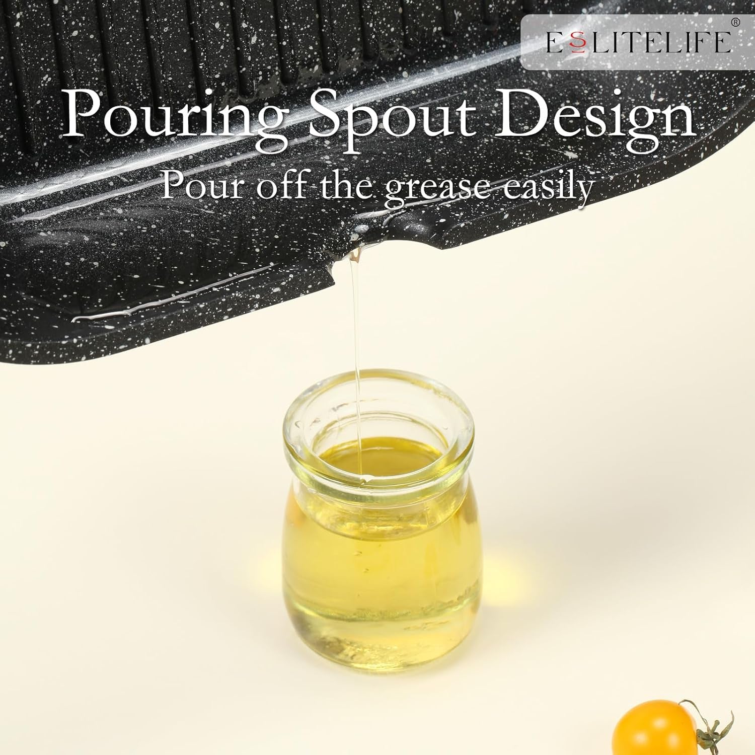 9.5 Inch Nonstick Grill Pan for Indoor Cooking, Versatile Induction Square Large Grilling Skillet Steak Pan for Stove Tops, PTFE & PFOA Free, Black