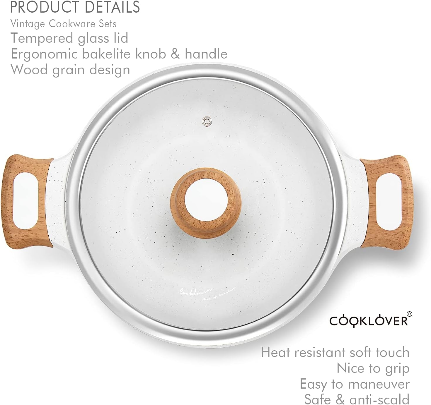 Nonstick Induction Cookware Set - 100% PFOA Free Pots and Pans with Cooking Utensil Pack, 13 Pieces - White