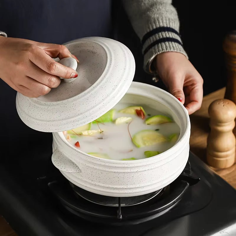 Modern Design Gas-Resistant Ceramic Casserole Pot for Stew Soup Bibimbap Rice Noodles Household Use
