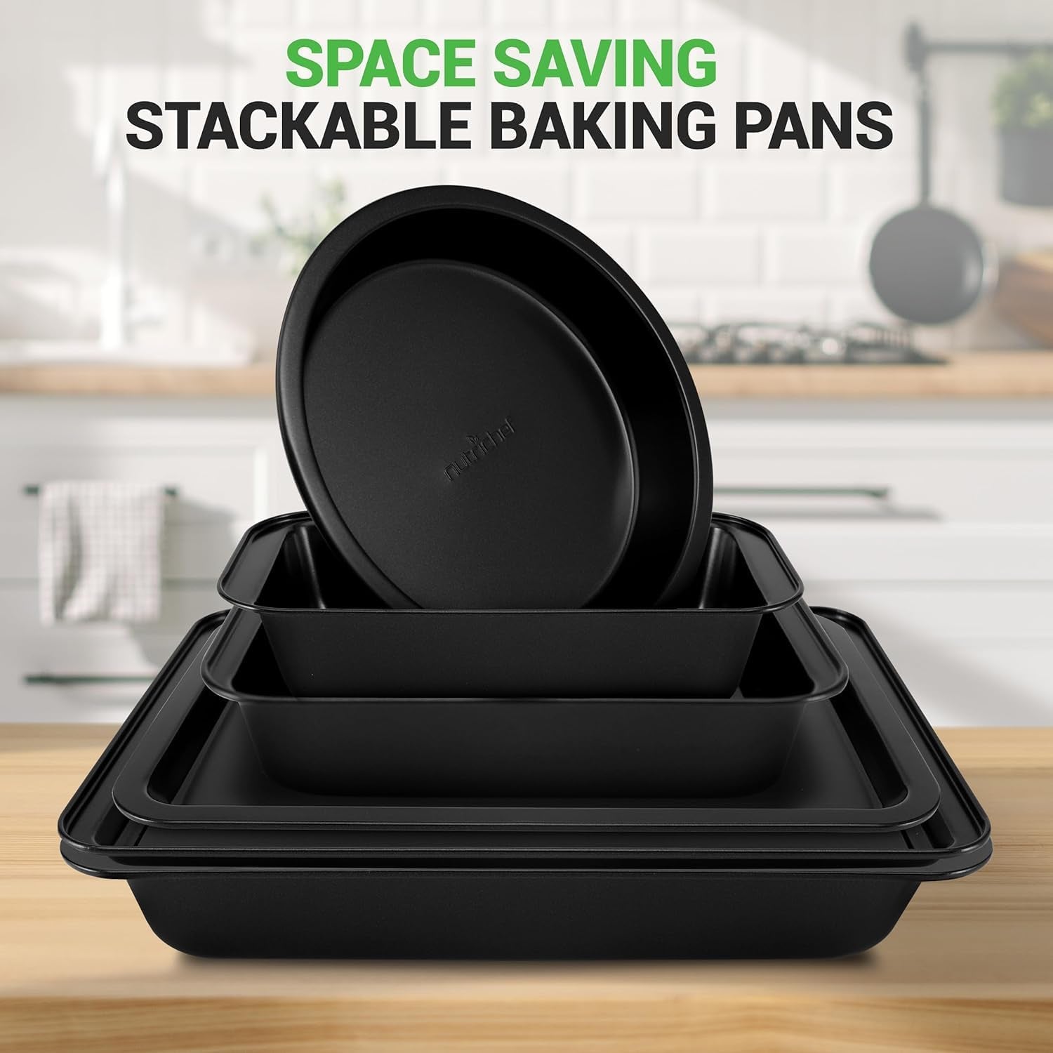 10-Piece Non-Stick Baking Set – Heavy-Duty Carbon Steel Bakeware Set W/ Cookie Sheets, Muffin Pan, Roasting Pan, Cake Pan, Baking Tray, Pizza Pan – Effortless Food Release & Easy Cleanup