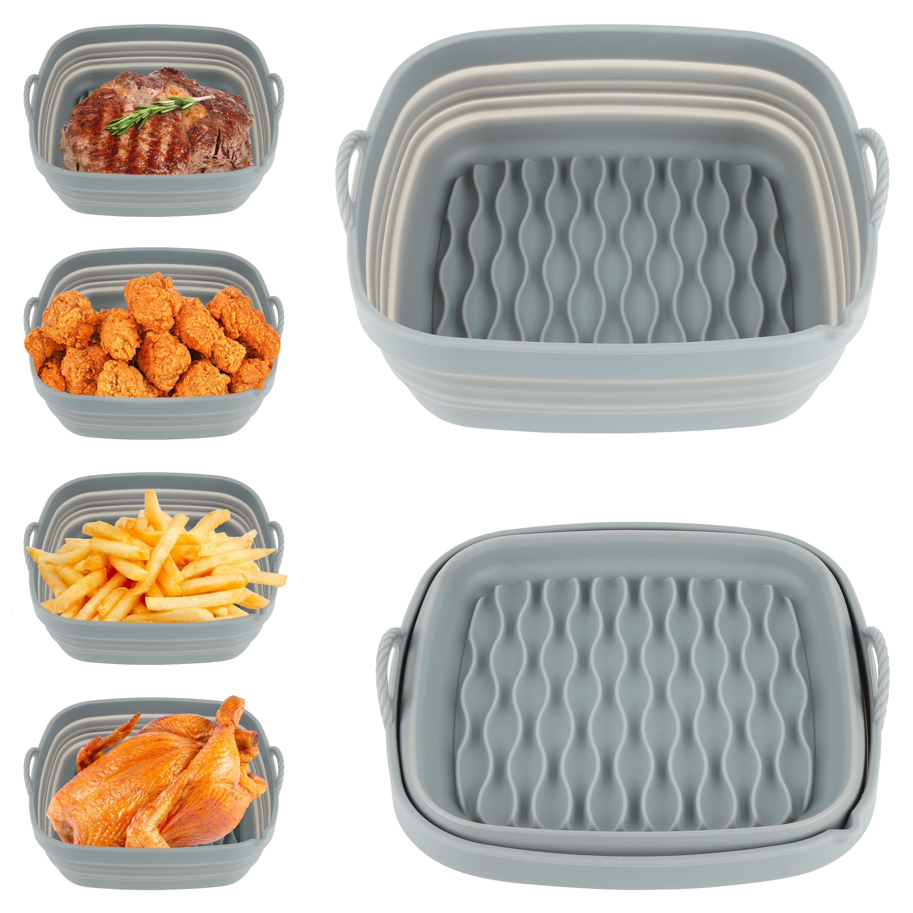 Air Fryer Liners, 8 Inch Reusable Silicone Square Liners for Basket Size 6.5 QT and Above.